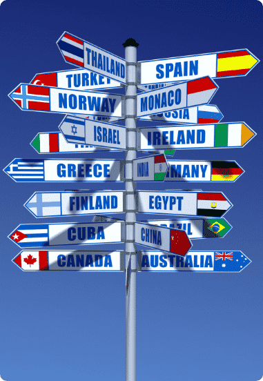 Signs pointing to destinations