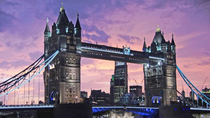 Why Do We Find the British Accent So Charming? Photo of the London Bridge Tower at sunset by E. Dichtl at Pixabay. Pixabay License. https://pixabay.com/photos/tower-bridge-bridge-sunset-441853/